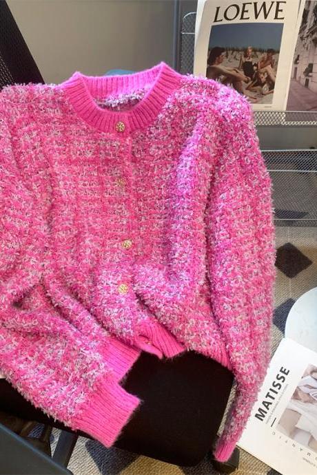 Women Thicken Knit Cardigans Coat Autumn Winter Korean O Neck Cashmere Sweater Jacket Knitwear