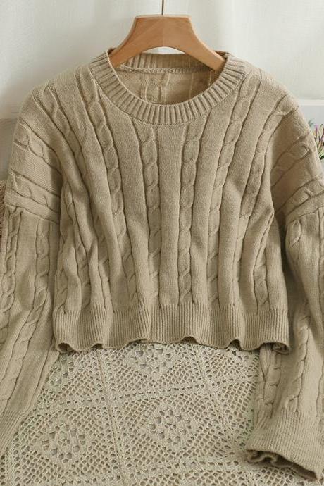 Long Sleeve O-neck Knitting Female Top Autumn Fashion Solid Color Korean Casual Versatile Temperament Sweater Women