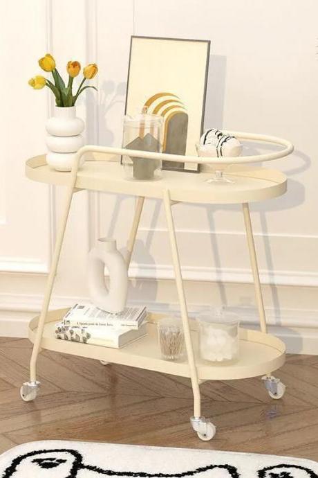 Sofa Side Table Ins Cream Wind Household Movable Small Tea Table Living Room Small Family Bedside Table With Wheel Corner Table