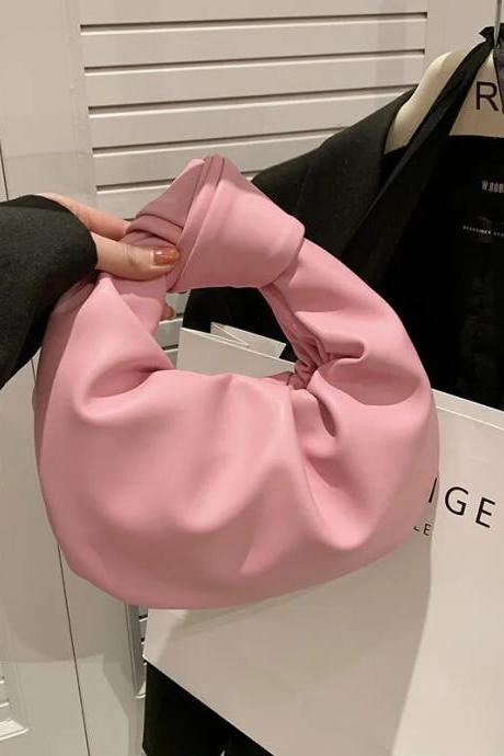 Small Bags For Womens Fashion Knot Handbags Korean Version Pleated Cloud Bags Pu Tote Bags Mini Messenger Bags