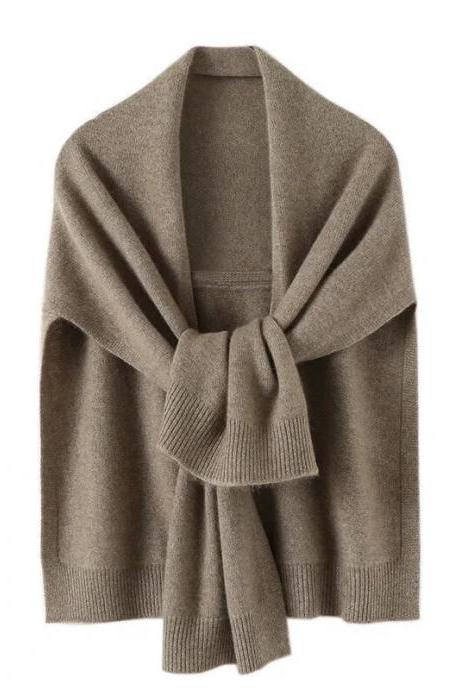 Shawl Knitted Tops Cape Autumn Winter Korean Fashion Sweter Damski Warm Wild Solid Scarf Cardigan Poncho