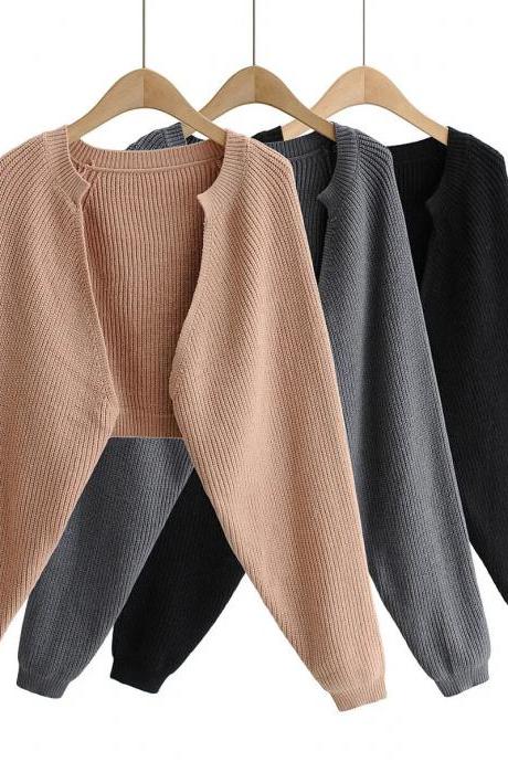 Sexy Cropped Cardigan Knitted Short Cardigan Sweaters For Women Fashion Cute Tops Korean Style Long Sleeve Top Batwing Sleeve