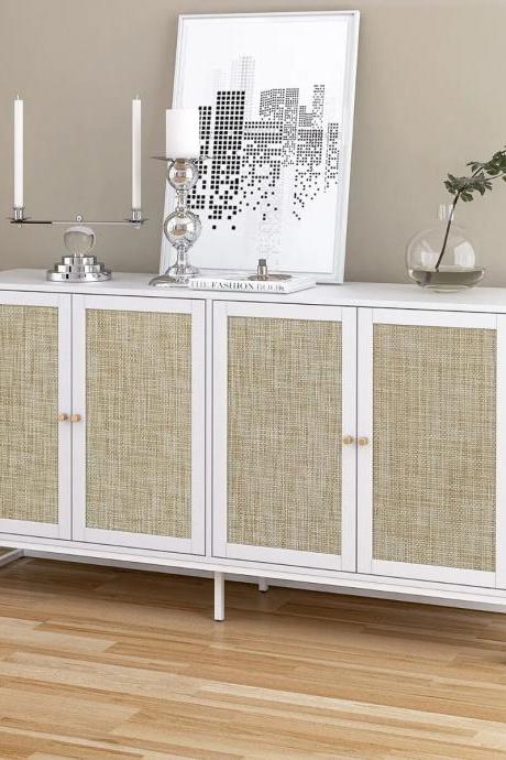 Modern Sideboard Cabinet,freestanding Sideboard Storage Cabinet For Kitchen Dining Living Room Hallway Office (white)