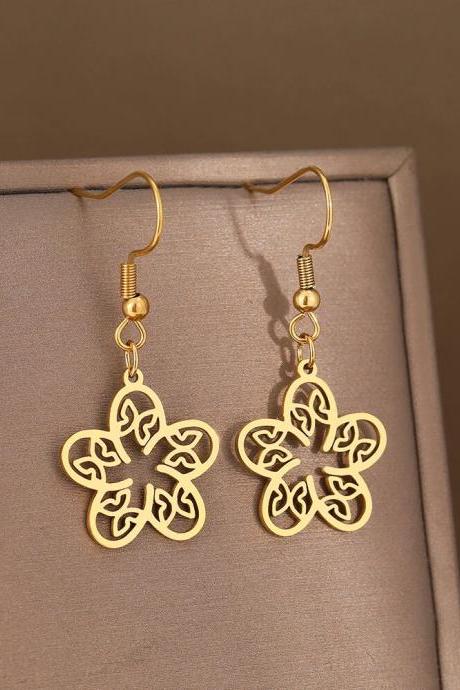 Elegance Flower Butterfly Pendants Popular Female Dangle Earrings Korean Fashion Stainless Steel Earrings For Women Jewelry