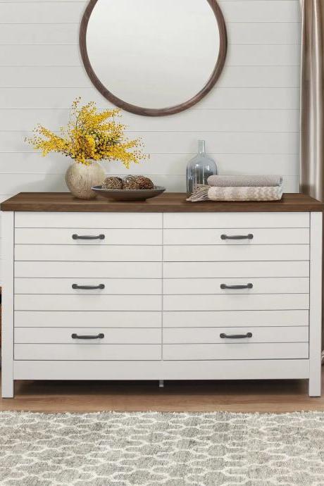 Oak Top 6-drawer Dresser, Ivory, By Hillsdale Living Essentials