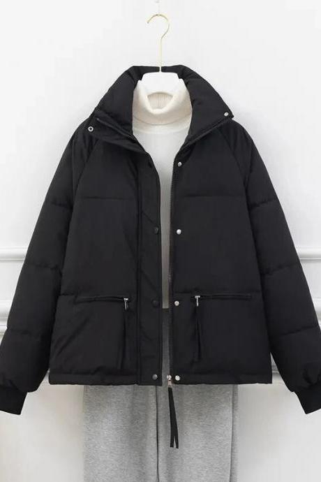 Winter Jacket Women Korean Fashion Parkas Stand Collar Coat Oversized Thicken Warm Vintage Streetwear Outerwear Female