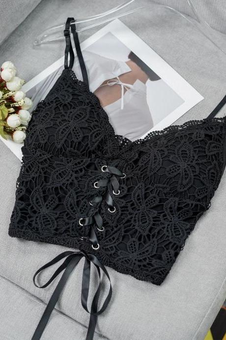 Lace Spaghetti Strap Tops, Hottie Cropped Tops