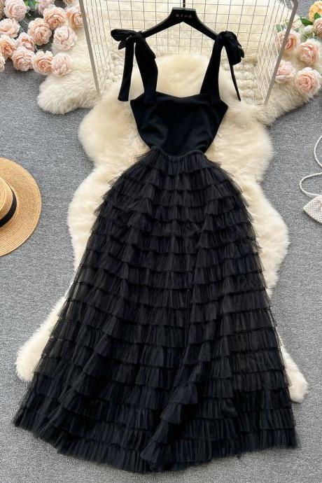 Black Strap Dress, Haute Couture Cake Dress Tutu Dress