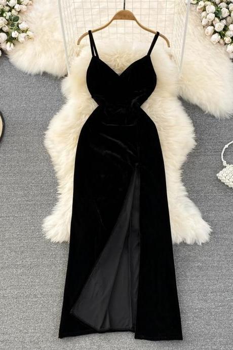 Sexy Velvet Long Dress Fashion Dress