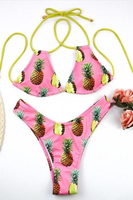 Women Pineapple Swim Dress, Sexy Pineapple Print Swimsuit, Pineapple Swimwear,pineapple Bikini