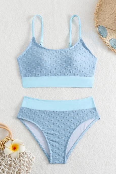 Womens Floral Lace Bralette And Panty Set Light Blue