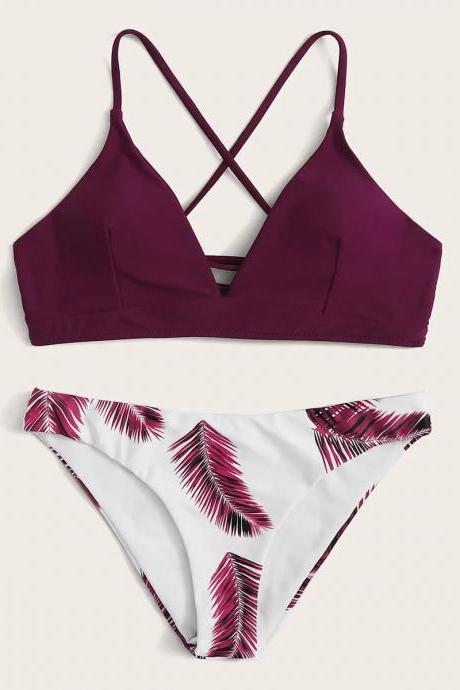 Womens Tropical Print Bikini Set Strappy Swimwear End Of Season