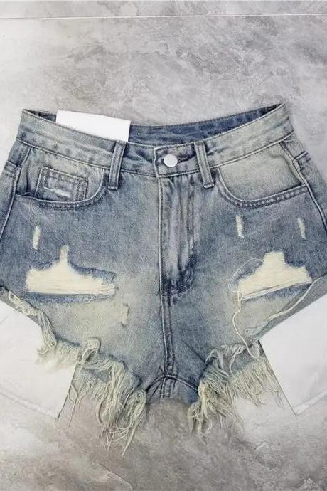 Frayed Hem Denim Midi Skirt