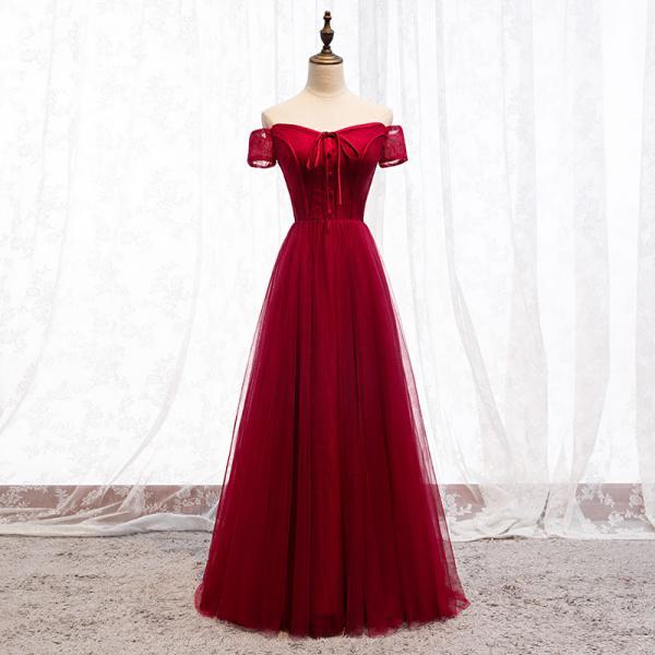 Red Prom Dress Off Shoulder Party Dress Formal Graduation Dress,custom