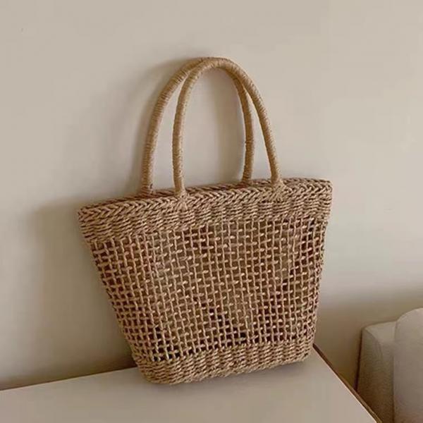 New straw woven bag, rattan woven bag, beach bag, summer, holiday hand bill of lading shoulder hand woven bag