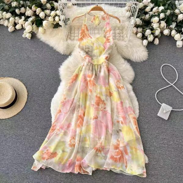 Sweet halter neck dress, summer, floral dress,holiday dress