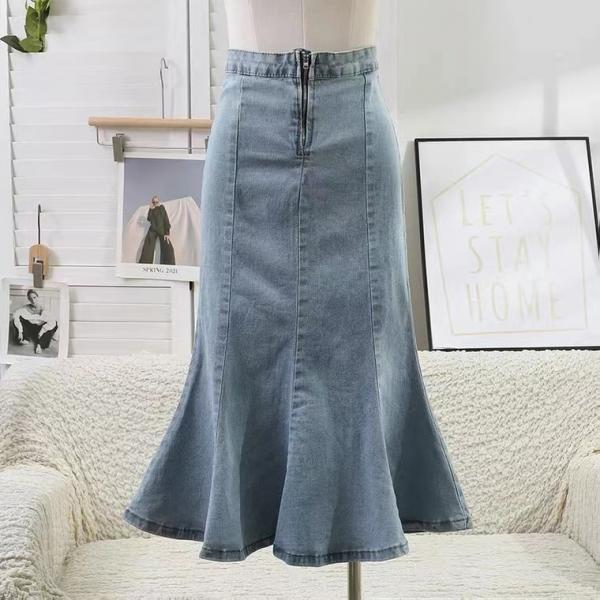 High-waisted, hip-covering, slimming fishtail midi skirt A141 main image 1