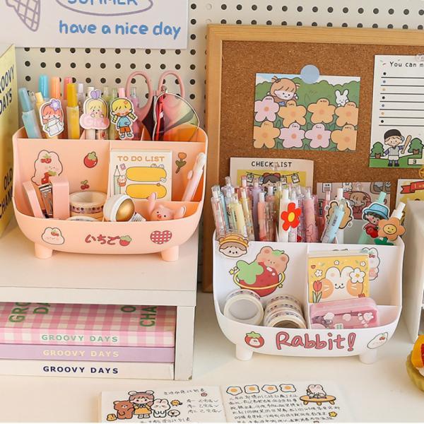 Desktop Pen Holder Organizer Japanese Cute Stationery Storage Box