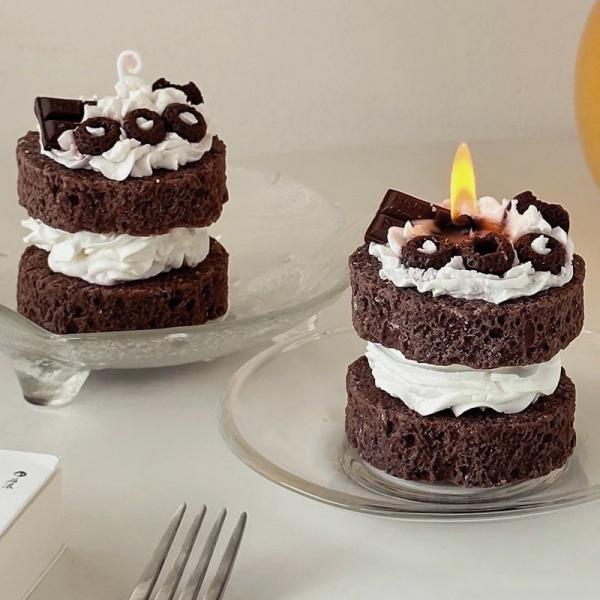 Chocolate Cake Scented Candle Mini Velvet Blackforest Cake Candle