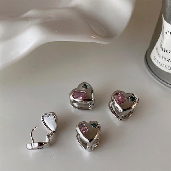 Trendy Design Zircon Star Loving Heart Clip Earrings