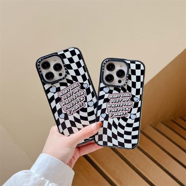 Ins Net Red Korean Style Personalized Black and White Check Anti-drop Acrylic Hard Case