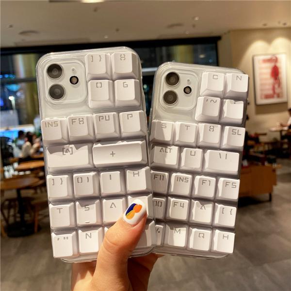 Cute 3D Keyboard Clear Phone Case for Iphone 11 12 13 Pro Max 7plus 8plus 6splus Se 2020 Xr X Xs Max 10 Epoxy Silicone Cover