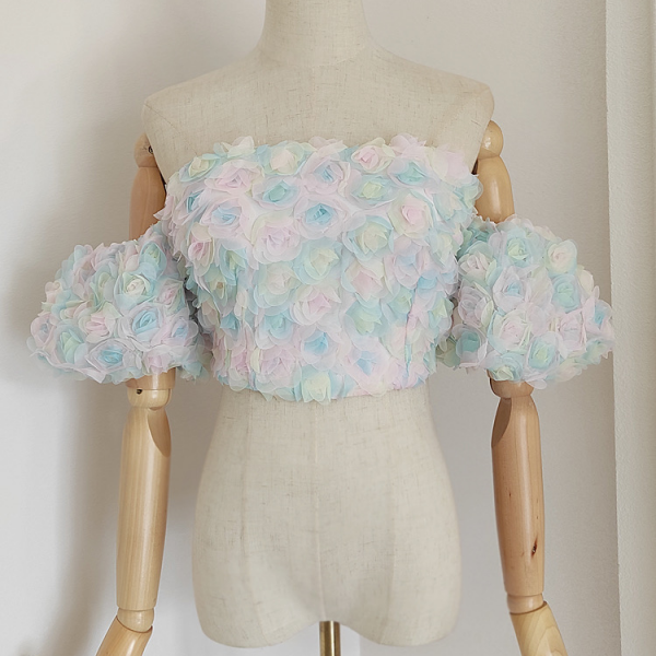 FLoral crop top, chic off the shoulder top,custom made