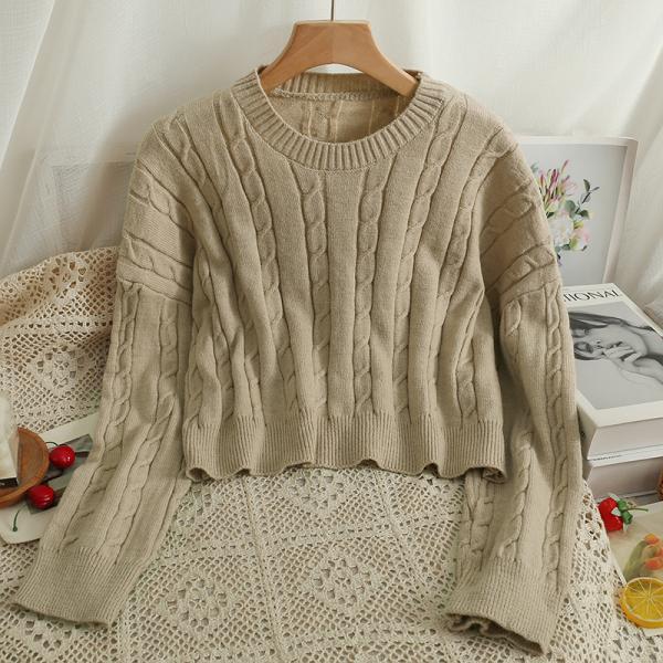 Long Sleeve O-neck Knitting Female Top New Autumn Fashion Solid Color Korean Casual Versatile Temperament Sweater Women