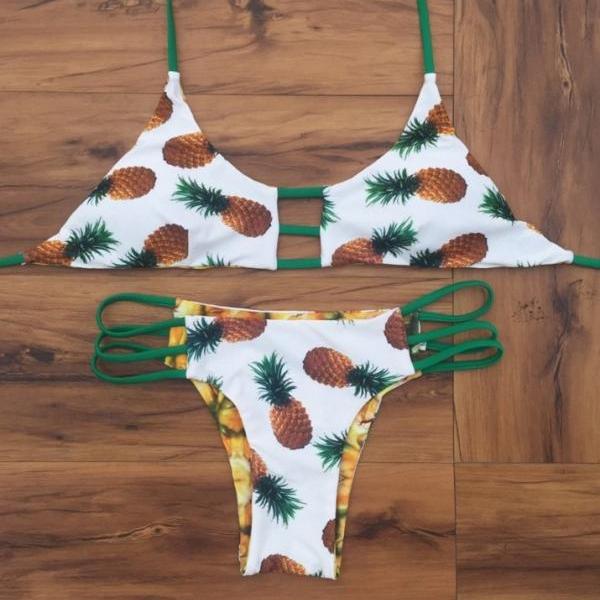 Women Pineapple Swim Dress, Sexy Pineapple Print Swimsuit, Pineapple swimwear,Pineapple Bikini