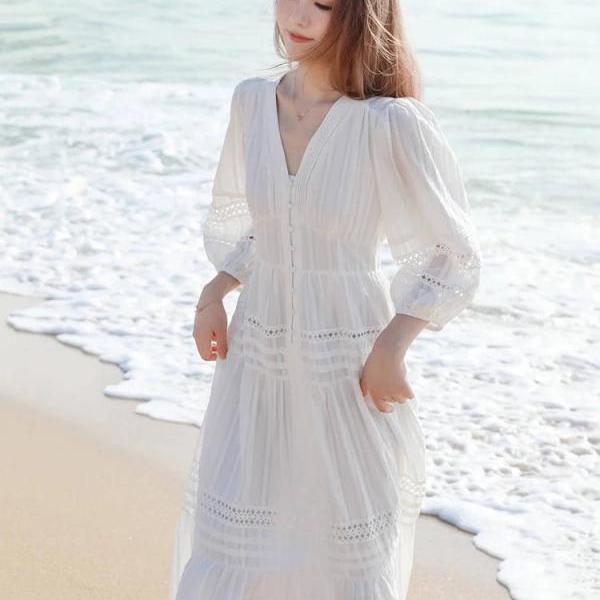 white long beach dress White Summer Dress White / L main image 0