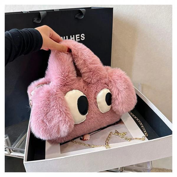 Pink Fuzzy Monster Face Shoulder Bag on Luulla