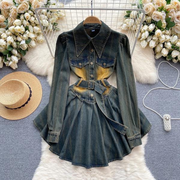 Oversized Balloon Sleeve Belted Dress Shirt