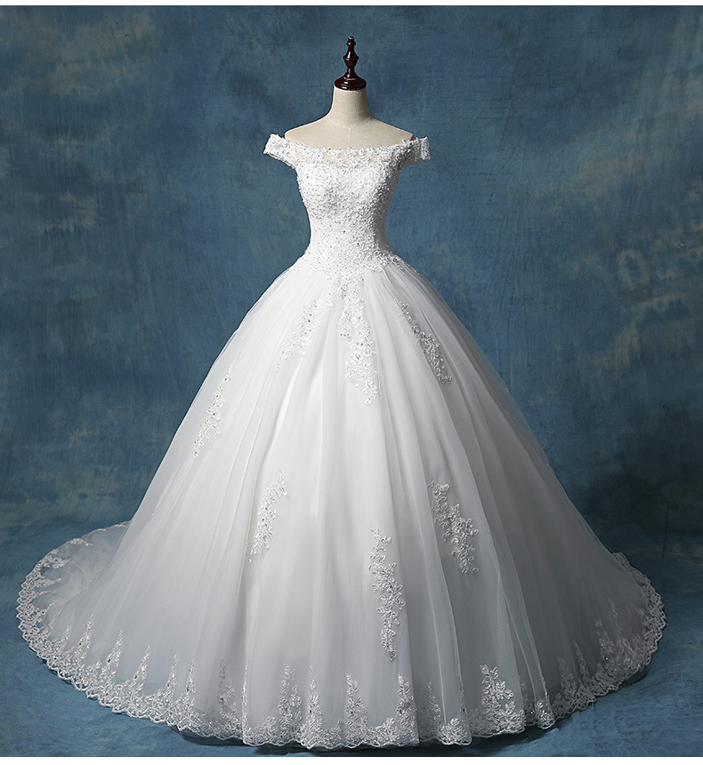 Off Shoulder Wedding Dress Simple Tulle Bridal Dress Ball Gown Wedding ...