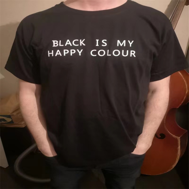 Black Is My Happy Colour Tshirt, Loose Short Sleeve Top,couple T