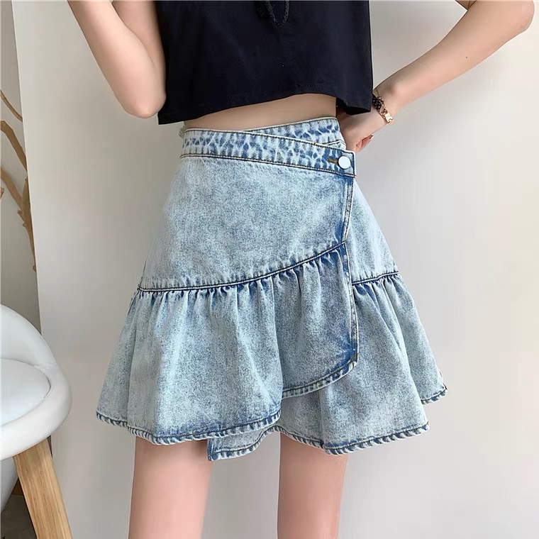 Sweet Cool Skirt , Little Skirt, Versatile Flounces, Fashion Denim ...