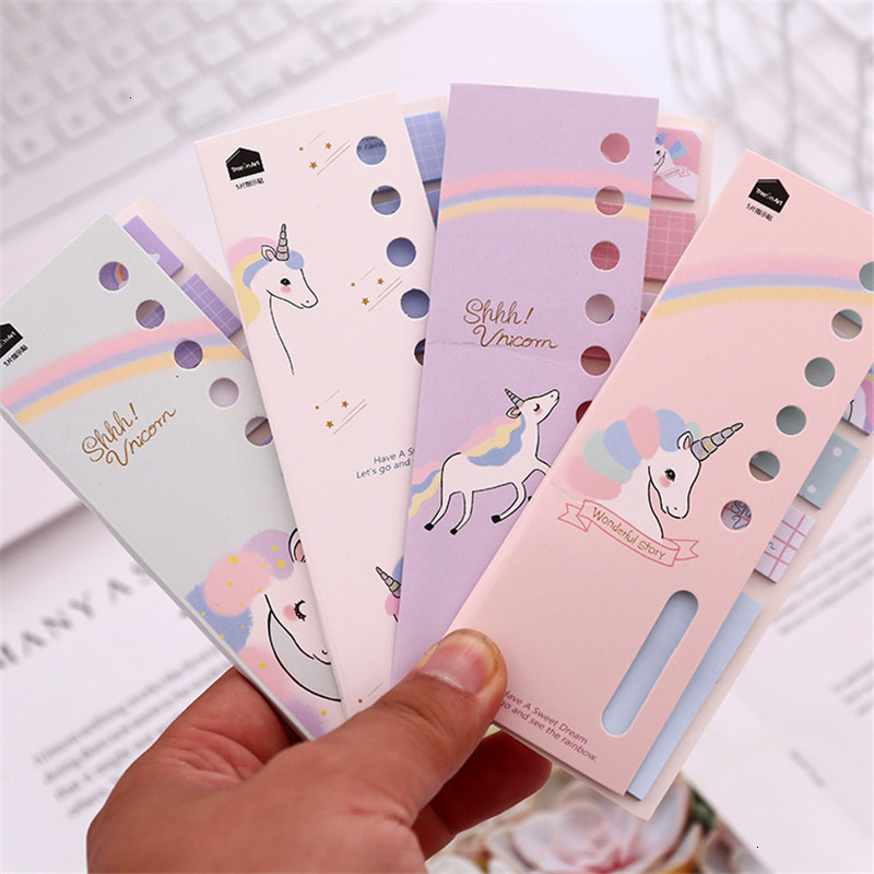 Creative Cartoon Memo Pad Kawaii Unicorn Sticky Notes Cute Adhesive ...