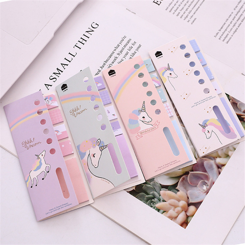 Creative Cartoon Memo Pad Kawaii Unicorn Sticky Notes Cute Adhesive ...