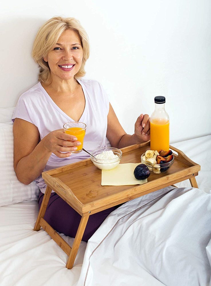 Bed Tray Table With Folding Legs And Breakfast Tray Bamboo Bed Table
