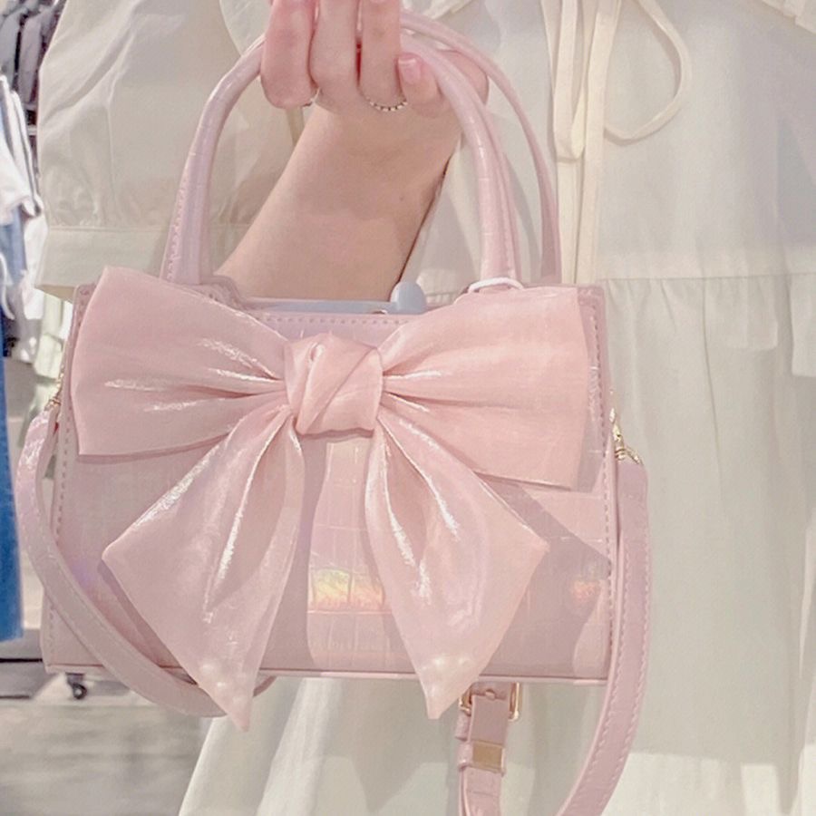 Stylish Carry-On Girls’ Portable Beaded Crossbody Handbag With Bow