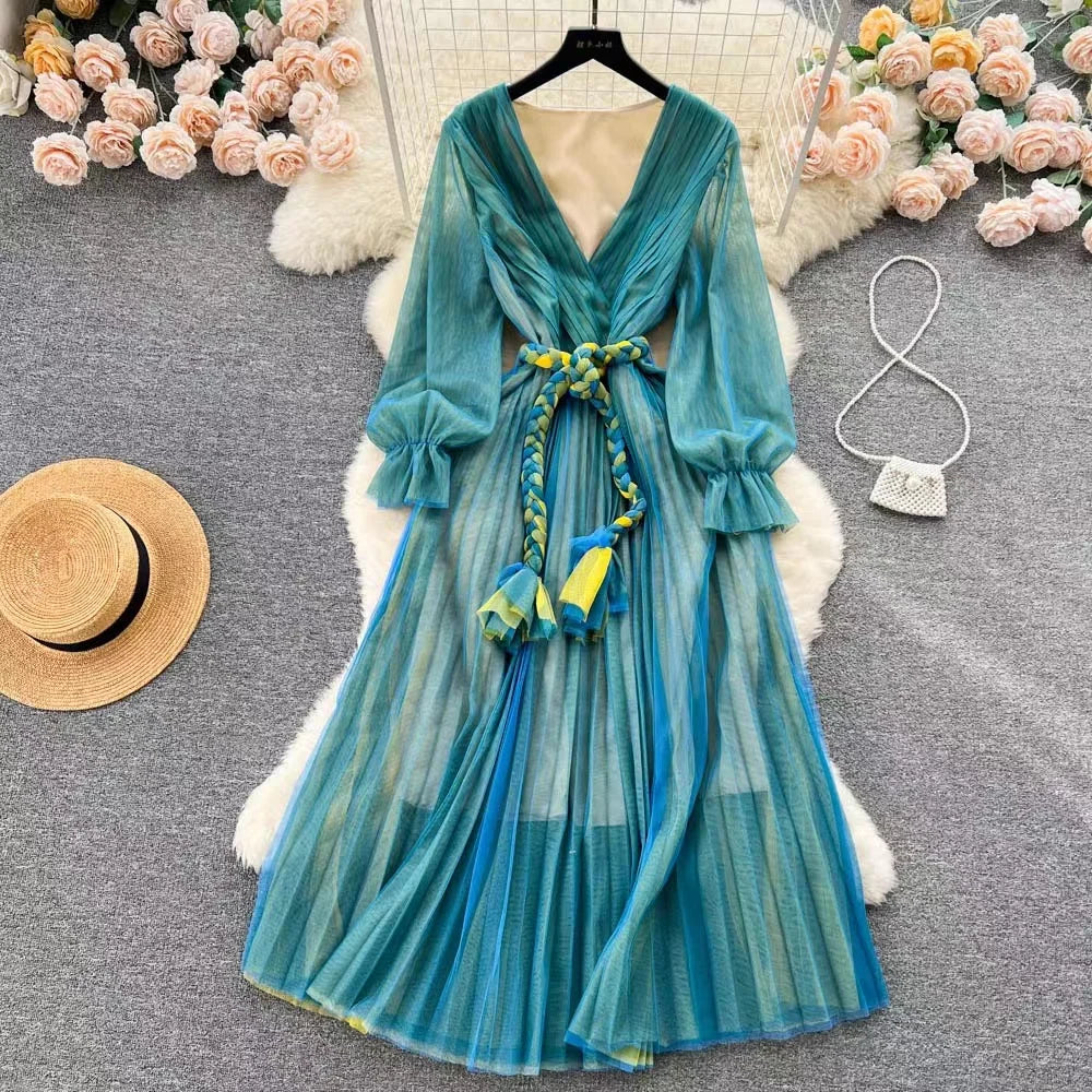 Blue Sheer Maxi Dress main image 0
