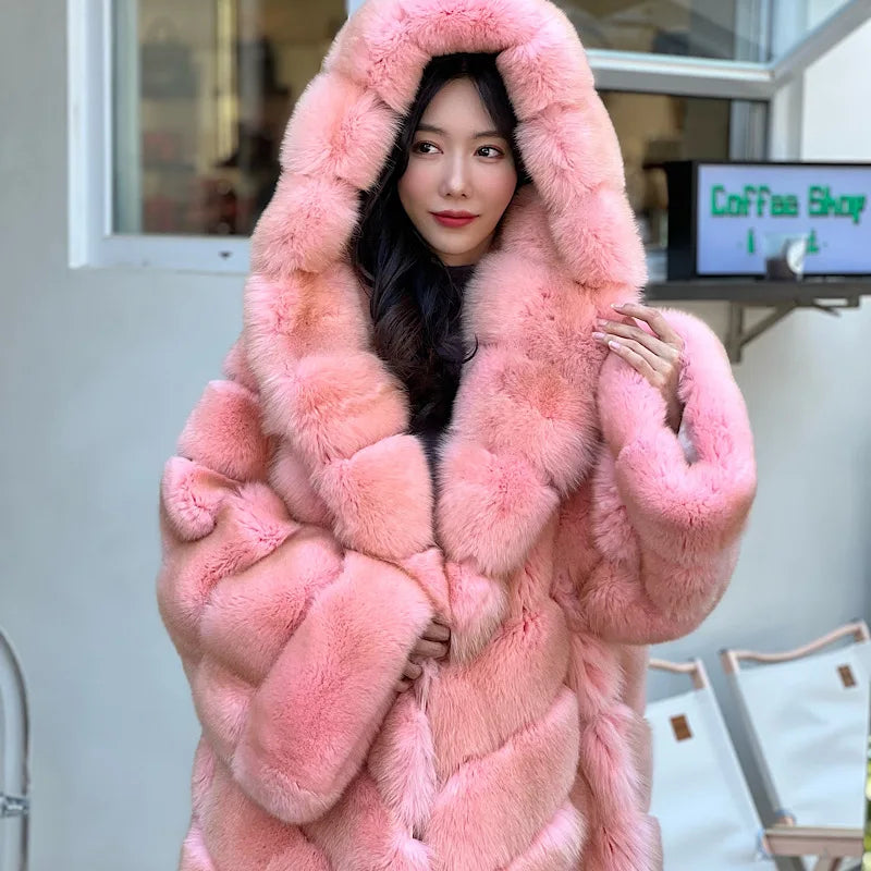Pink Cozy Faux Fur Hooded Jacket main image 0