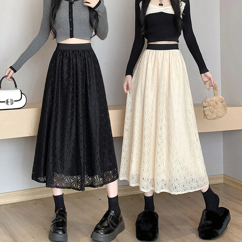 Exquisite lace top and long skirt set A152