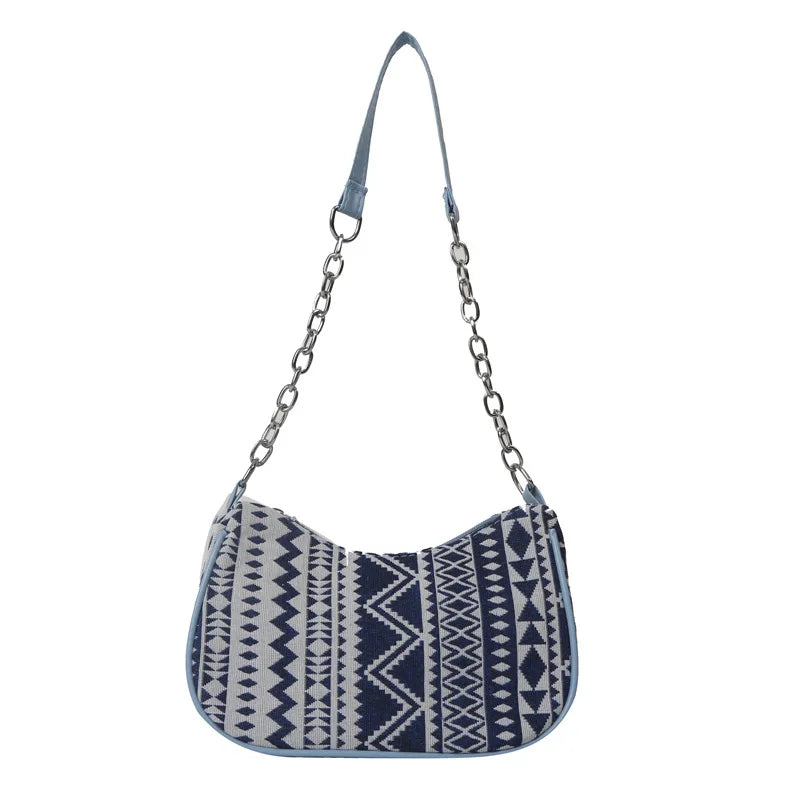 Ethnic Pattern Tassel Shoulder Bag