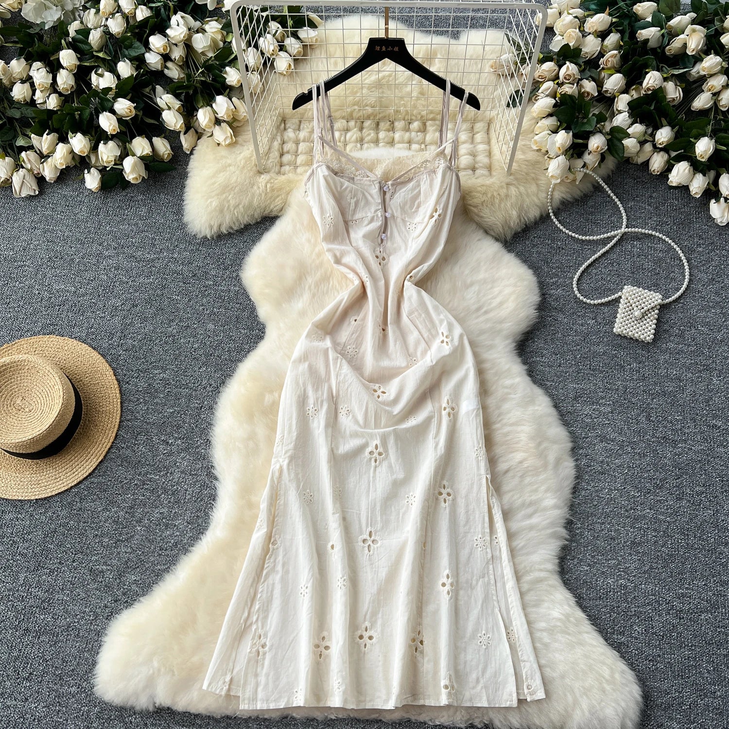 Elegant Women’s Lace Maxi Dress with High Neckline