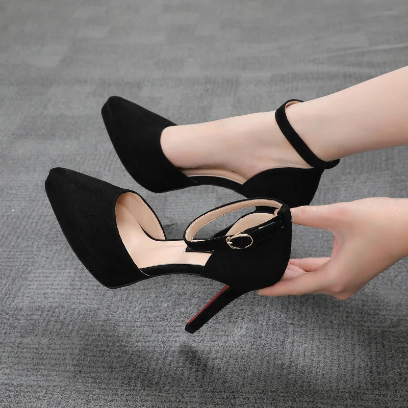 Blue Leather Pumps with Ankle Strap main image 1