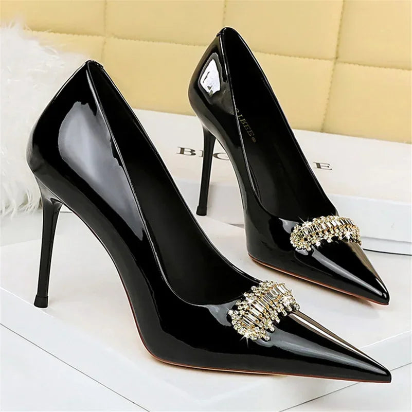 elegant-black-patent-stiletto-heels-with-rhinestones-on-luulla