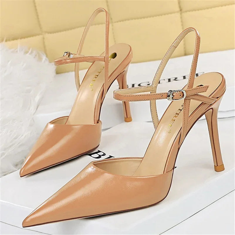 Elegant Nude Strappy High Heel Stiletto Shoes on Luulla