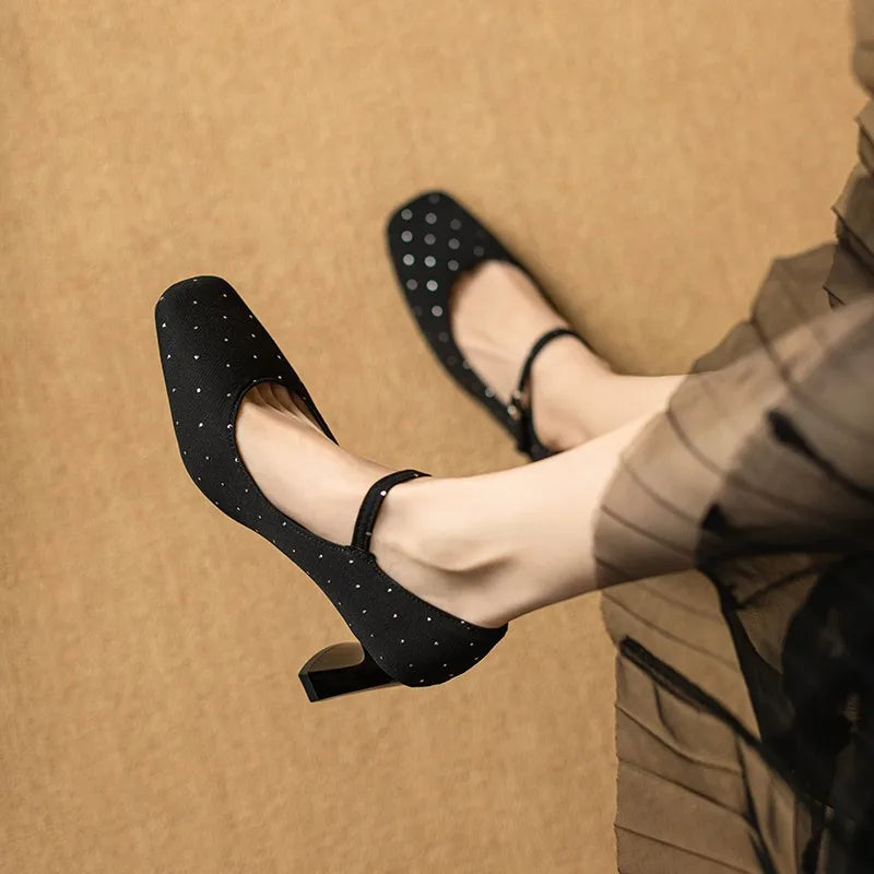 Womens Black Polka Dot Mary Jane Heels on Luulla