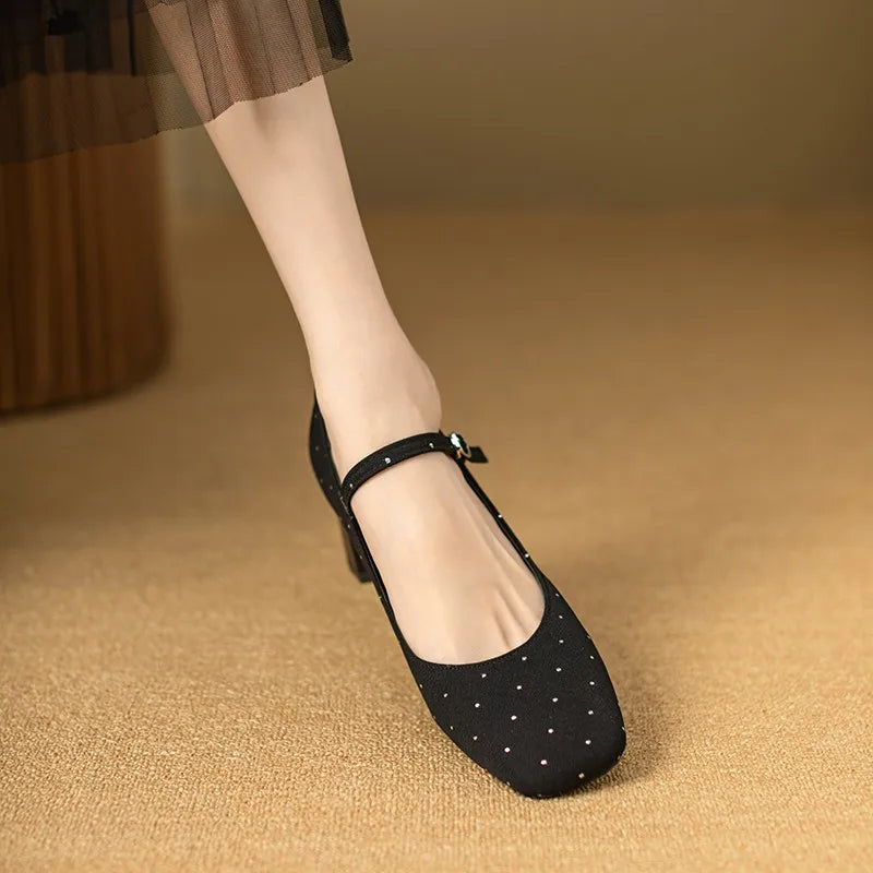 Heartbeat Polka Mary Jane Kitten Heels with Heart Strap main image 0