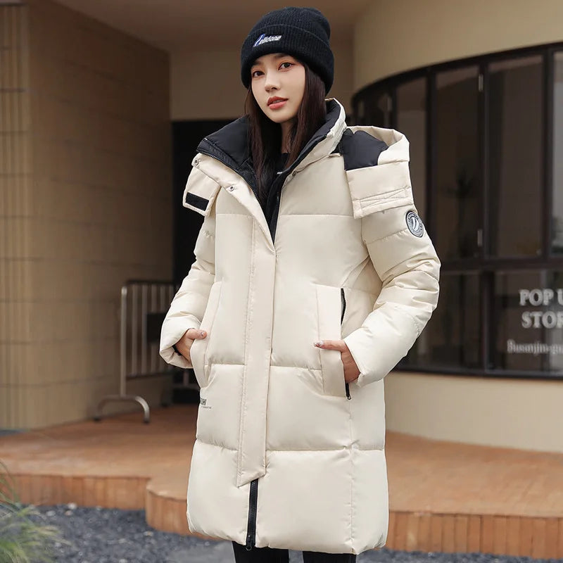 Warm Winter Longline Hooded Puffer Coat on Luulla